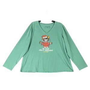 Life Is Good Crusher tee womens XXXL holiday Kitty Cat cute cozy soft girl indie